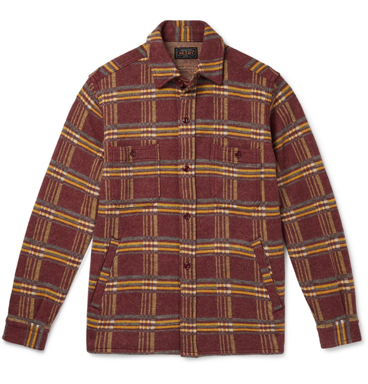 Photo: Beams Plus - Checked Wool-Flannel Overshirt - Red