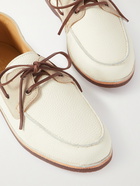 Brunello Cucinelli - Suede-Trimmed Full-Grain Leather Boat Shoes - Neutrals