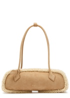 Alaïa Le Teckle Medium Shearling-trimmed Suede Shoulder bag - Camel - One Size