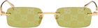 Gucci Gold Rectangular Frame Sunglasses