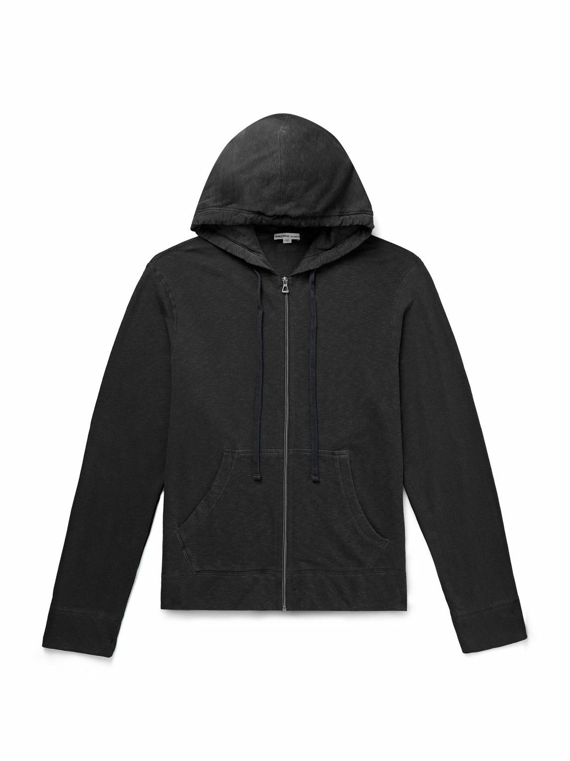 James Perse - Waffle-Knit Cotton Zip-Up Hoodie - Black James Perse