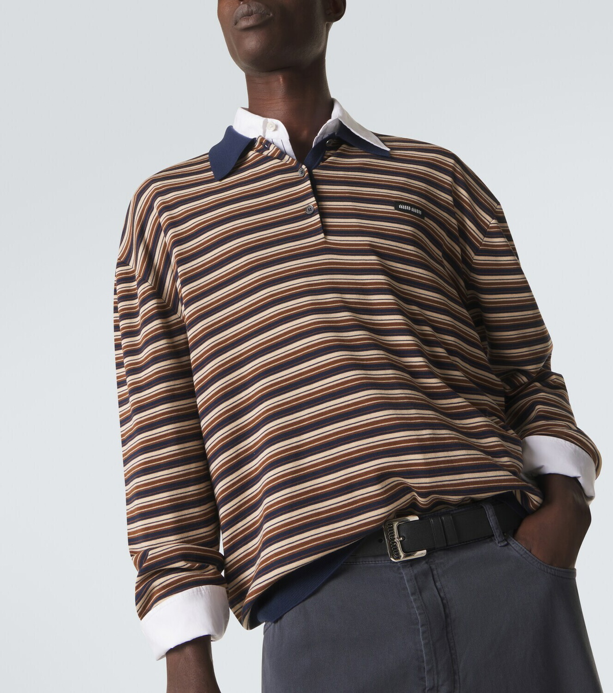Miu Miu Striped virgin wool polo sweater