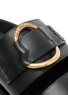 Moncler Bell Logo Leather Sliders Black