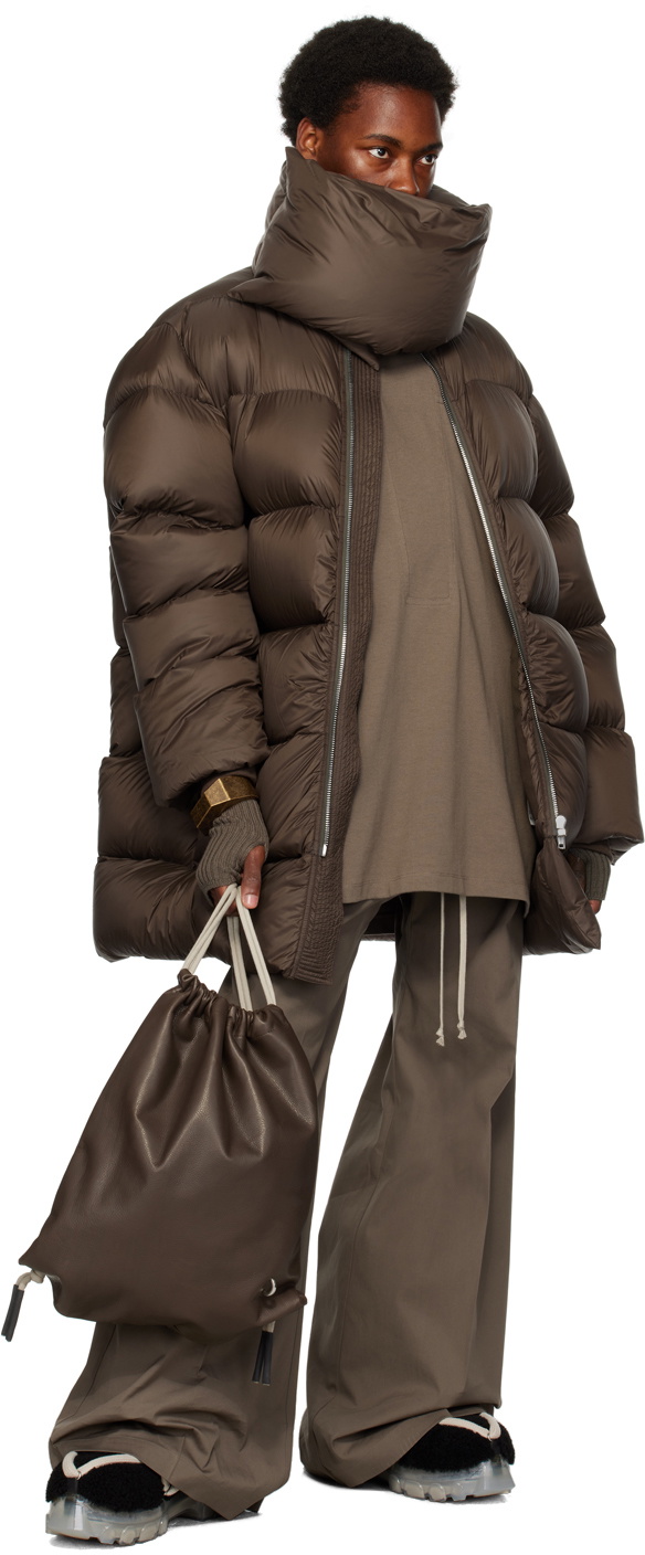Rick Owens Brown Drawstring Backpack