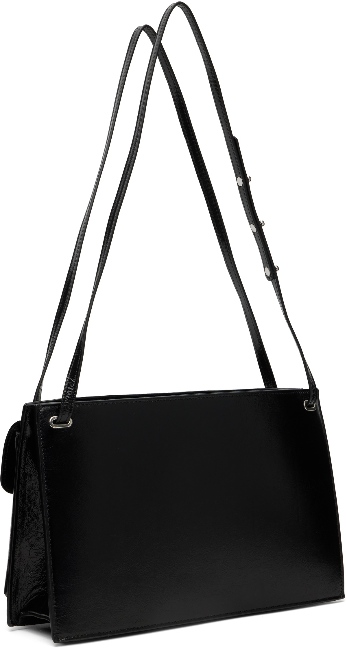 BY FAR Black Billy Tote Creased Leather Shoulder Bag