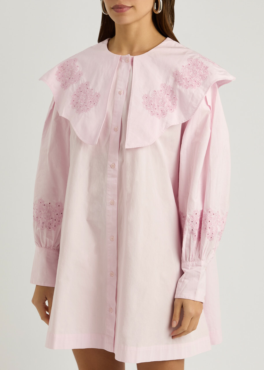 Damson Madder Mimi Broderie Anglaise Cotton Mini Dress Pink