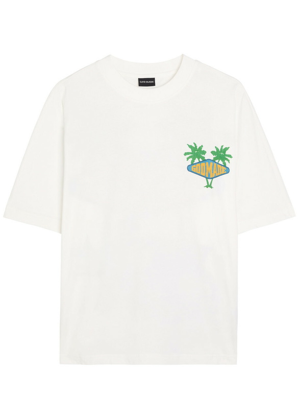 Photo: God Made Ocean Side Printed Cotton T-shirt Off White