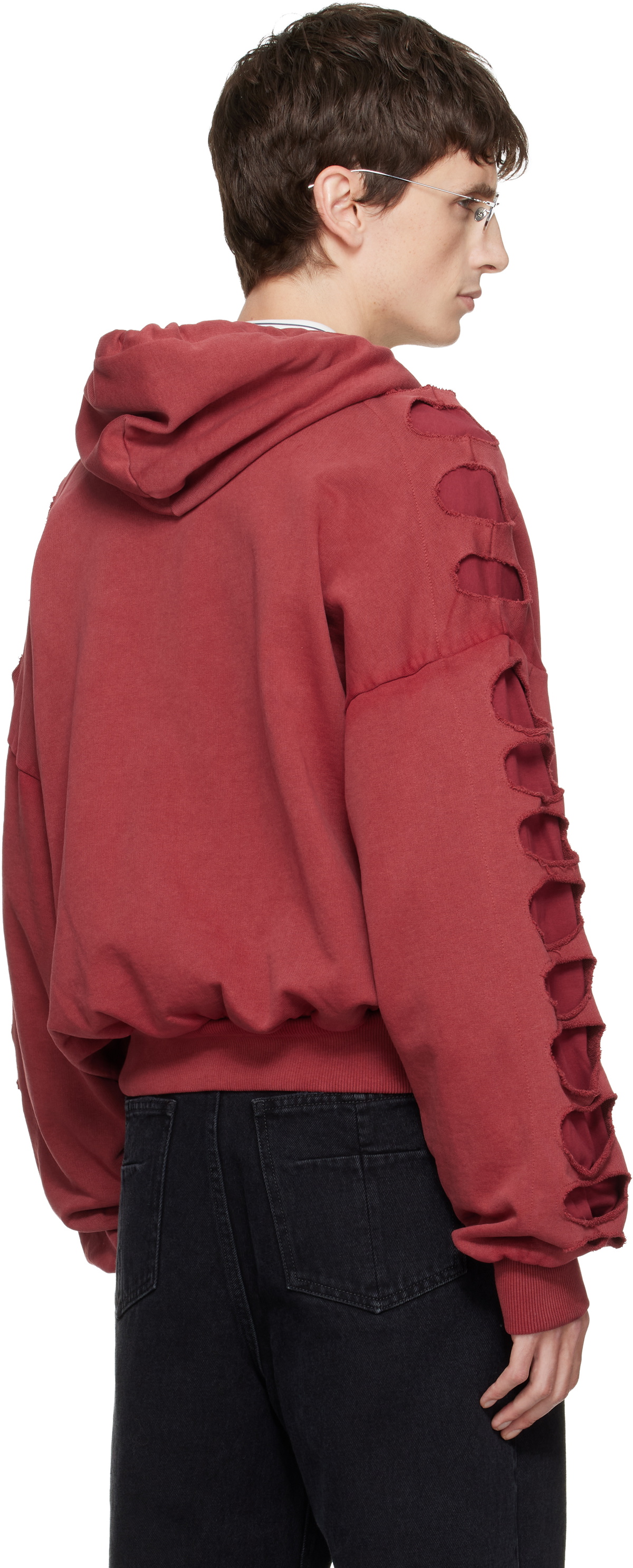 AVAVAV Red Shoulderless Cutout Hoodie