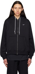 Nike Black Solo Swoosh Zip-Up Hoodie