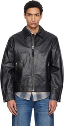 Nudie Jeans Black Eddy Rider Leather Jacket