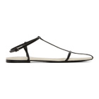 Jil Sander Black and White Middle Strap Pointy Toe Flat Sandals