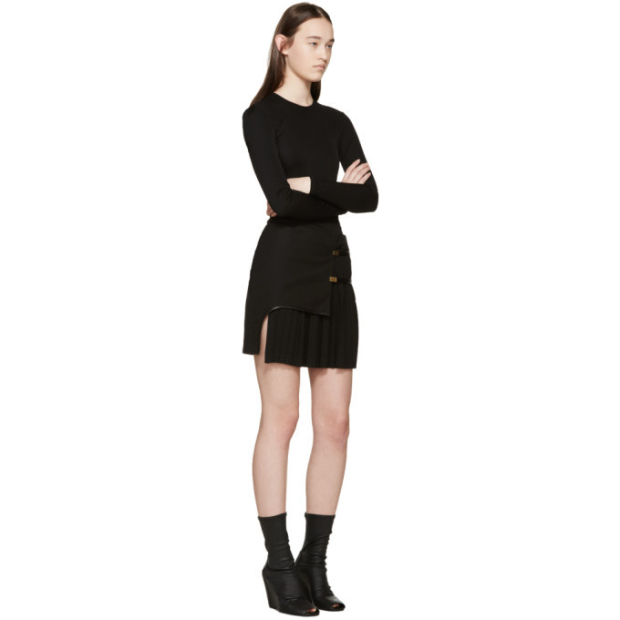 Anthony Vaccarello Black Asymmetric Plisse Miniskirt