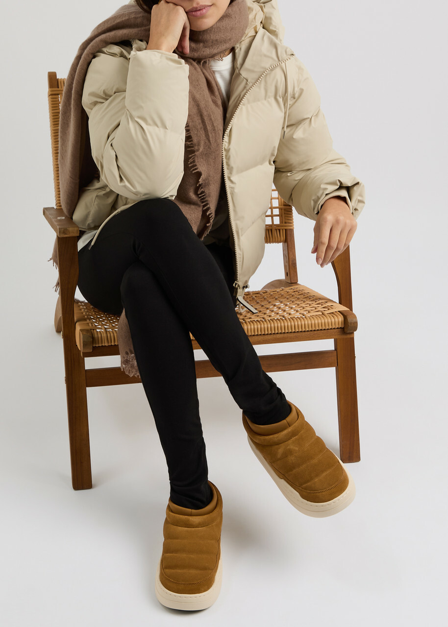 Moon Boot Park Quilted Panelled Suede Sneakers Tan