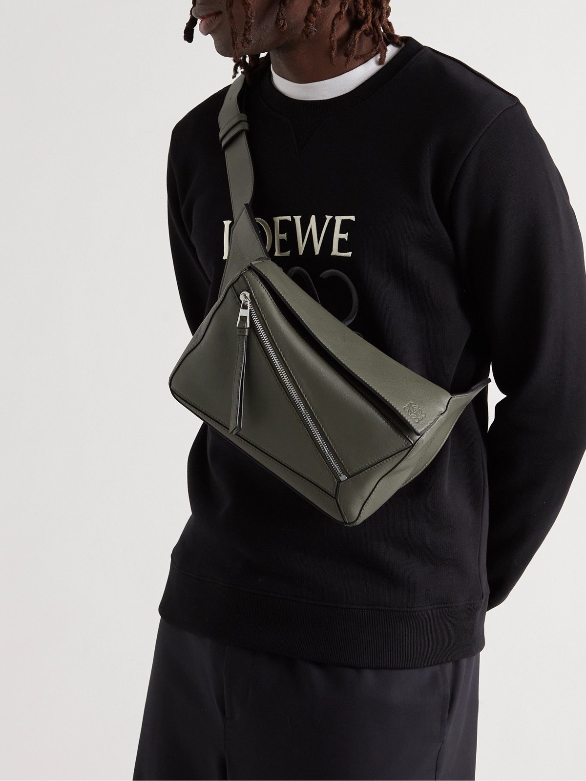 Puzzle Mini Leather Belt Bag in Black - Loewe