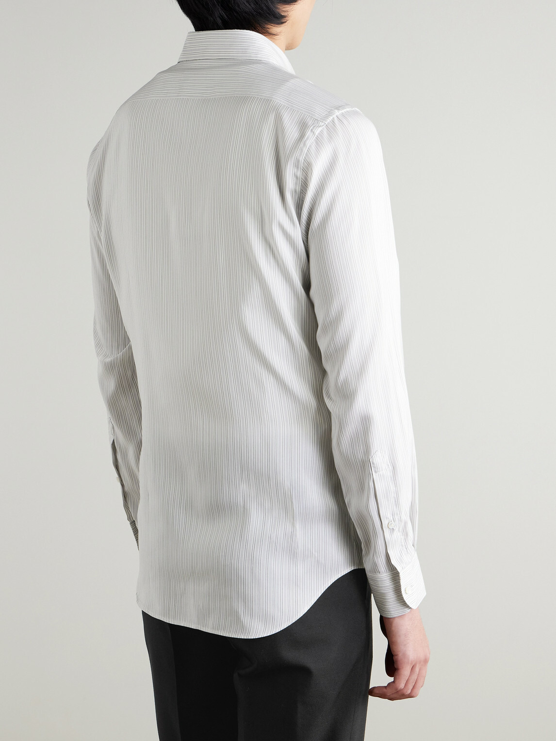 Husbands - Slim-Fit Striped Silk-Poplin Shirt - White