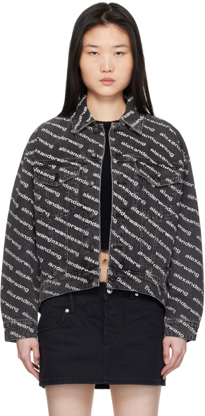 Photo: Alexander Wang Black Falling Back Logo Denim Jacket