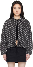 Alexander Wang Black Falling Back Logo Denim Jacket