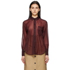 Victoria Beckham Burgundy Sheer Classic Shirt