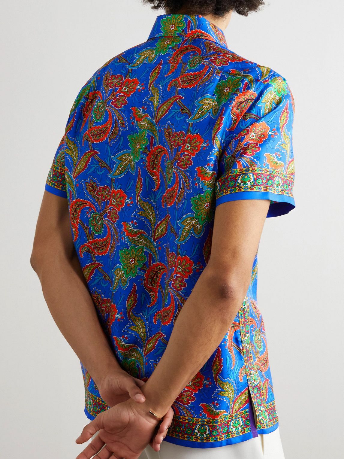 RALPH LAUREN PURPLE LABEL シルク パイソンシアーシャツ Ralph Lauren Purple label - Paisley-Print Silk Shirt - Blue