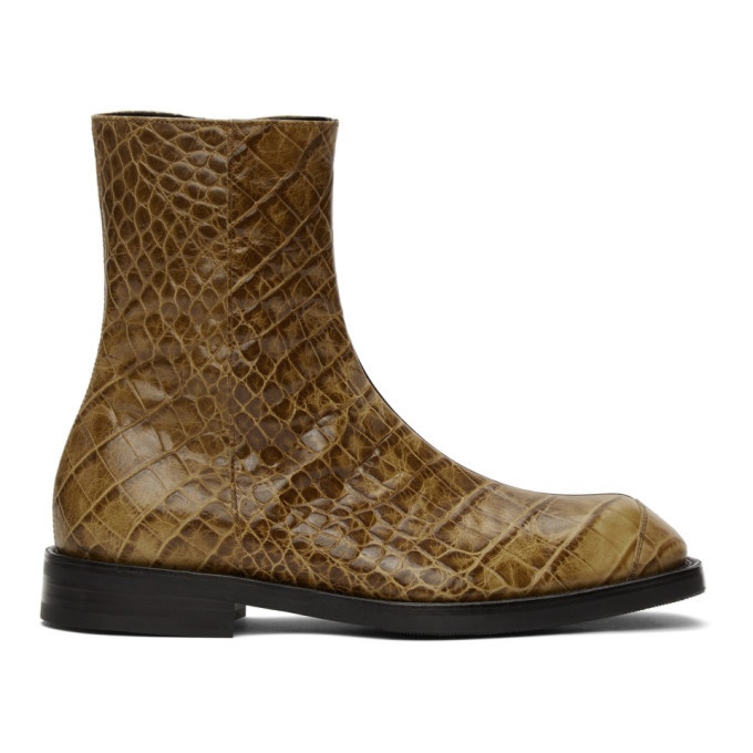 Andersson Bell Brown Snake Square Toe Chelsea Boots Andersson Bell