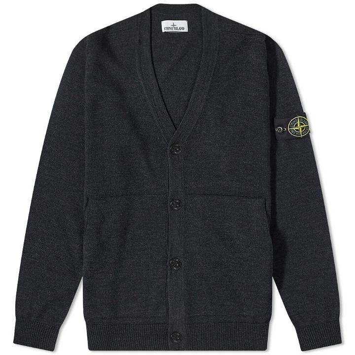 Photo: Stone Island Men's Pure Light Wool V-Cardigan in Charcoal