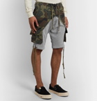 Greg Lauren - Camouflage-Print Cotton-Canvas Panelled Loopback Jersey Drawstring Shorts - Green