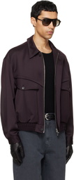 TONYWACK Burgundy Wool Viscose Bomber Jacket