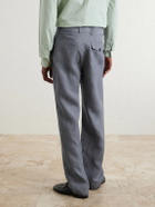Oliver Spencer - Morton Straight-Leg Pleated Striped Linen Suit Trousers - Gray