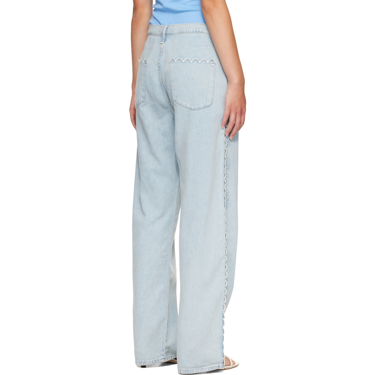 rag & bone Blue Phoebe Drawstring Wide-Leg Jeans
