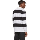 Champion Reverse Weave Grey and Black Striped Small Script Logo Rugby Polo