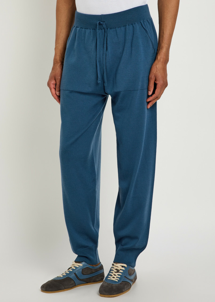 John Smedley Henning Merino Wool Sweatpants Blue