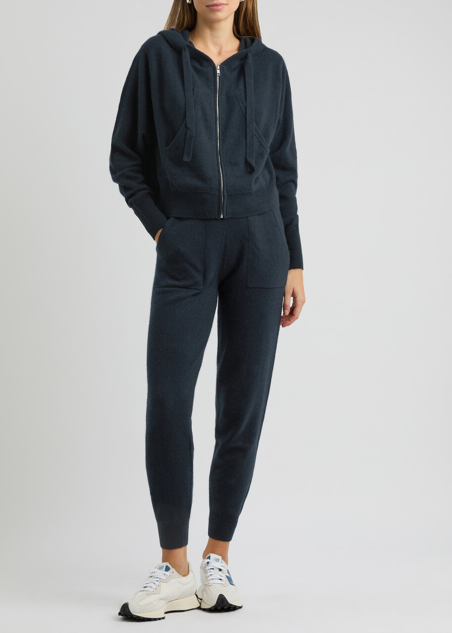 Crush Cashmere Rio Hooded Cashmere Sweatshirt Navy
