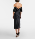 McQueen Draped off-shoulder satin midi dress