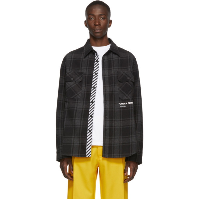 Photo: Off-White SSENSE Exclusive Black Quote Flannel Shirt