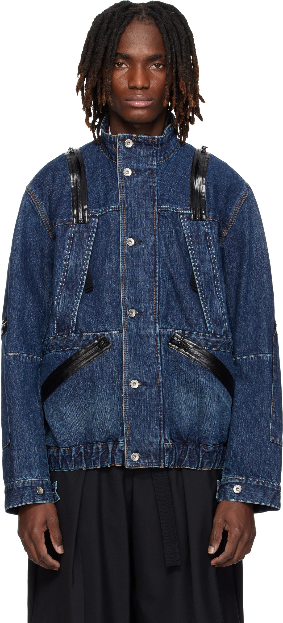 sacai Blue Blouson Denim Jacket Sacai