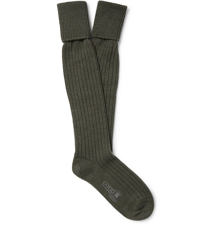 Photo: Kingsman - Ribbed Wool and Cotton-Blend Socks - Green