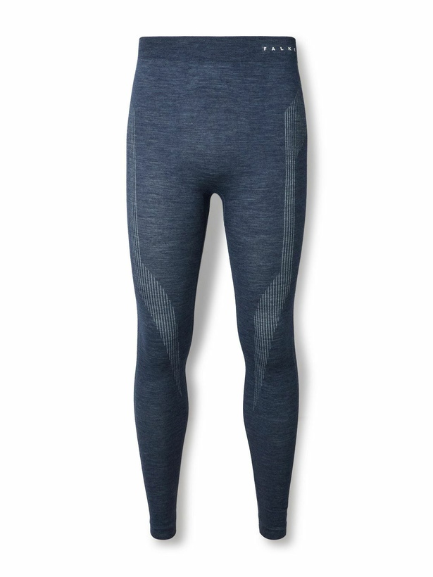 Photo: Falke - Printed Virgin Wool-Blend Ski Tights - Blue