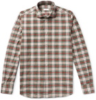 Incotex - Ween Slim-Fit Cutaway-Collar Checked Cotton-Flannel Shirt - Men - Green