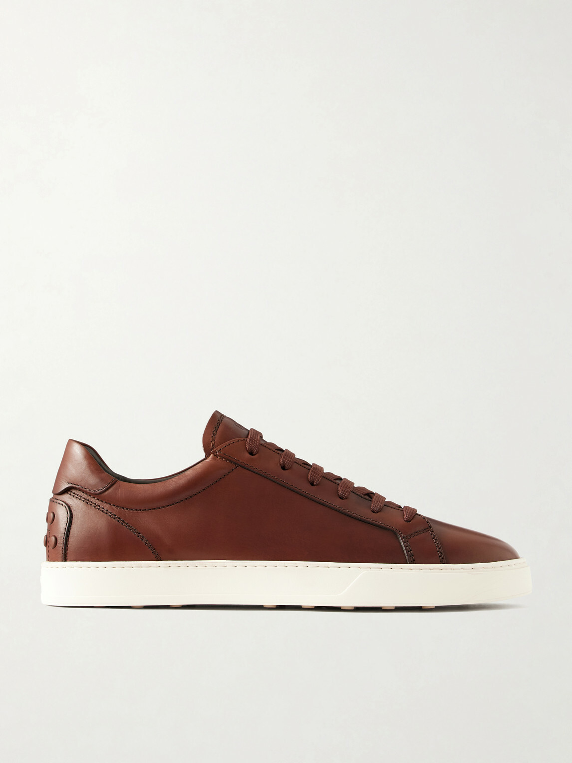 Tod's - Cassetta Rubber-Trimmed Glossed-Leather Sneakers - Brown