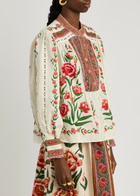 Farm Rio Anika Floral-print Cotton-blend Blouse Cream