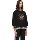 Dolce and Gabbana Black Three-Quarter Sleeve Crown Sweatshirt
