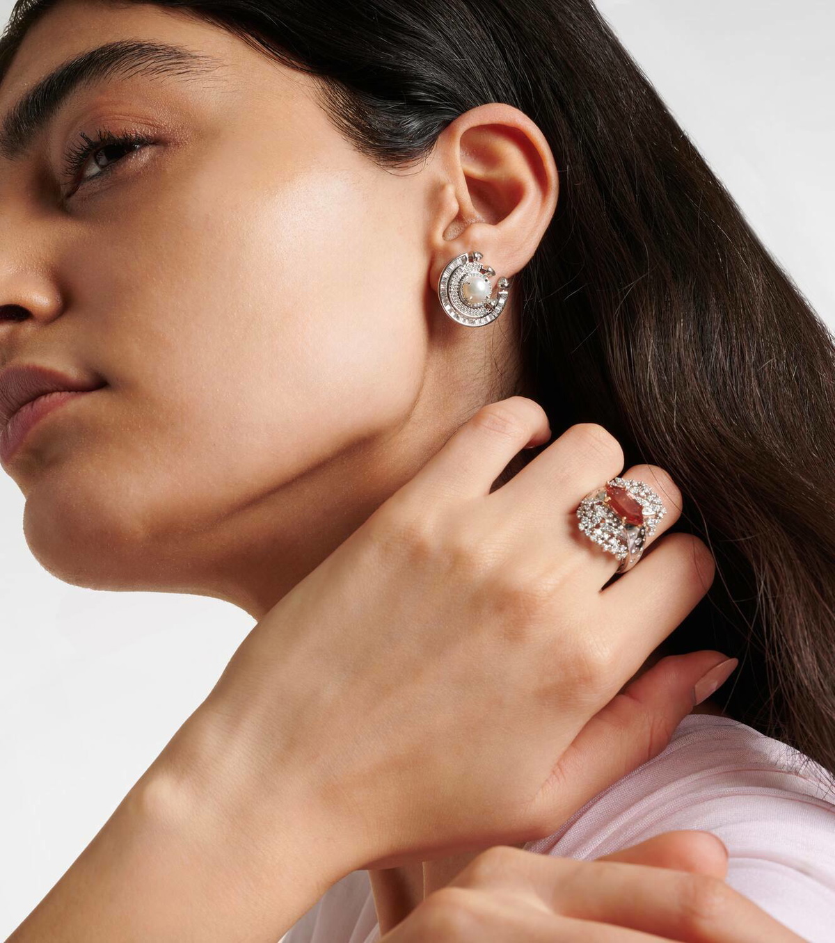 Ananya Chakra 18kt white gold earrings with gemstones