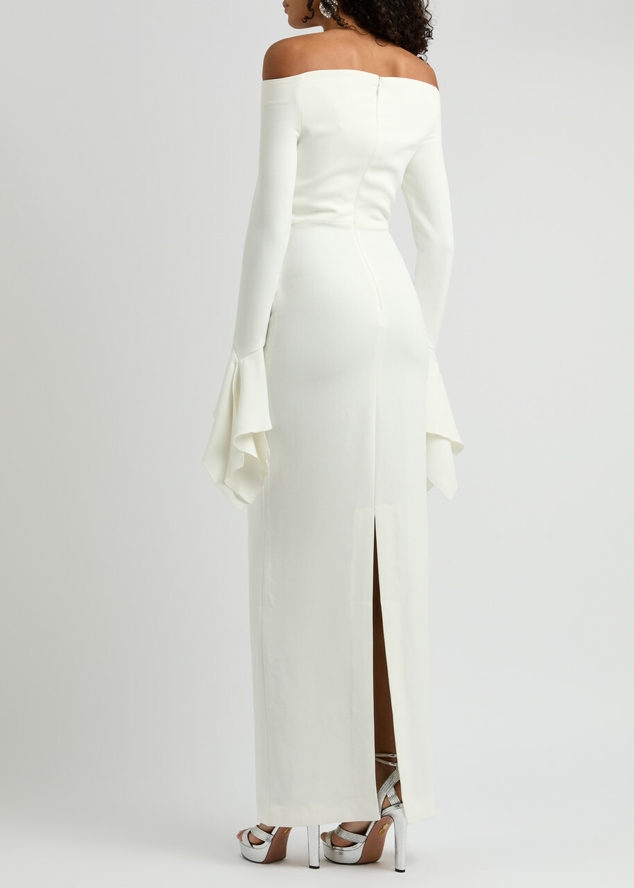 Solace London Amalie Off-the-shoulder Crepe Gown Cream