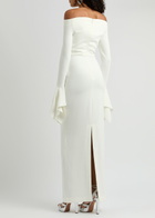 Solace London Amalie Off-the-shoulder Crepe Gown Cream