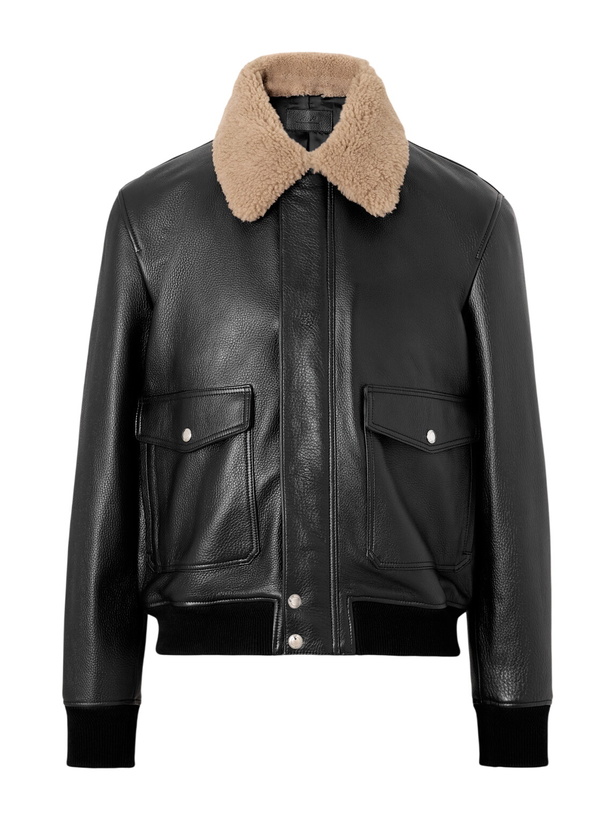 Photo: Mr P. - Shearling-Trimmed Full-Grain Leather Blouson Jacket - Black