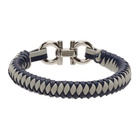 Salvatore Ferragamo Navy and Grey Two-Tone Braided Bracelet