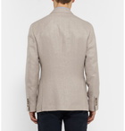 Brunello Cucinelli - Stone Double-Breasted Linen, Wool and Silk-Blend Blazer - Stone