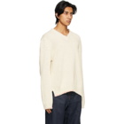 Maison Margiela Off-White Distressed V-Neck Sweater