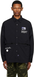 AAPE by A Bathing Ape Black Holographic Patch Shirt