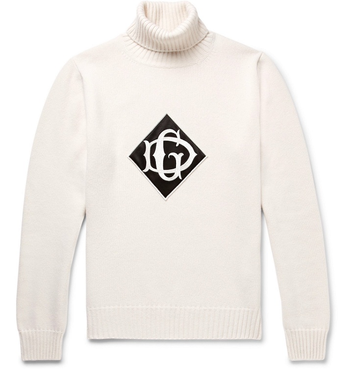 Photo: Dolce & Gabbana - Logo-Appliquéd Wool Rollneck Sweater - White